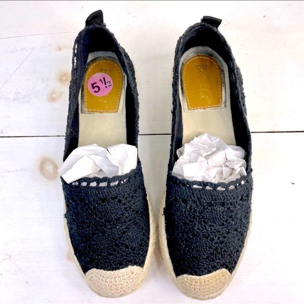 Bonnibel black crochet espadrilles 5.5 slip on